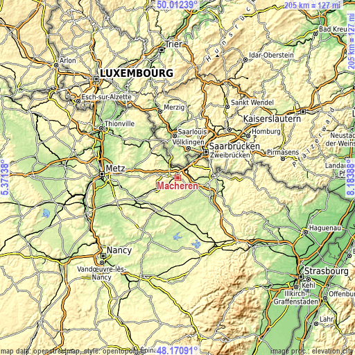 Topographic map of Macheren