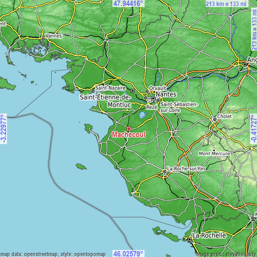 Topographic map of Machecoul