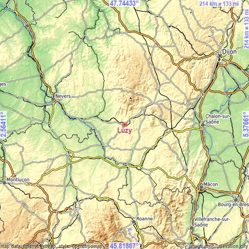 Topographic map of Luzy