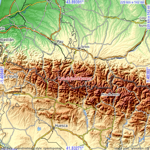 Topographic map of Luz-Saint-Sauveur