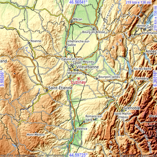 Topographic map of Luzinay