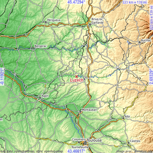 Topographic map of Luzech