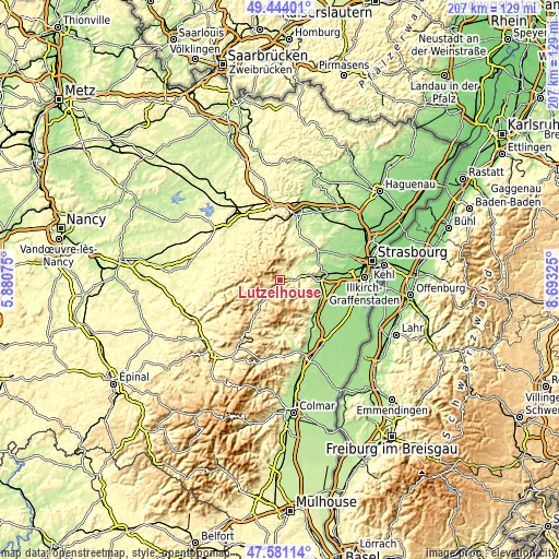 Topographic map of Lutzelhouse