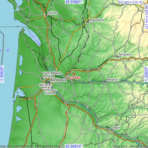 Topographic map of Lussac