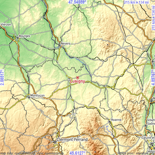 Topographic map of Lusigny