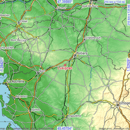 Topographic map of Lusignan