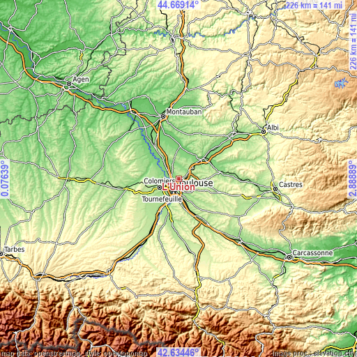 Topographic map of L'Union