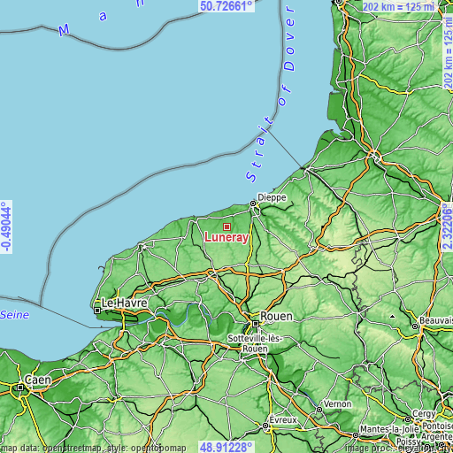 Topographic map of Luneray