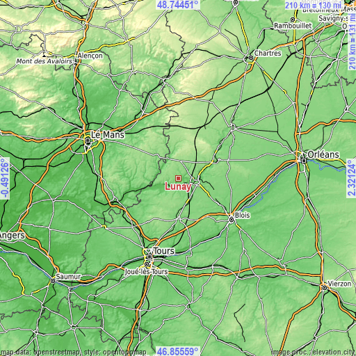 Topographic map of Lunay