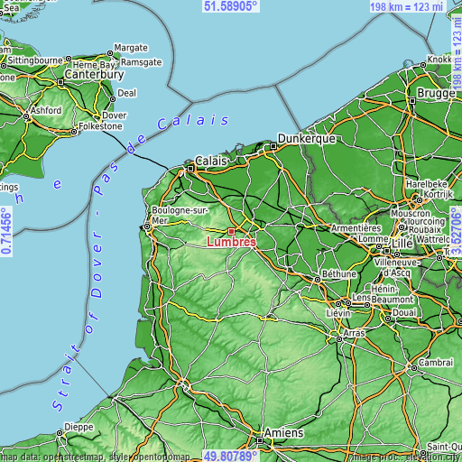 Topographic map of Lumbres