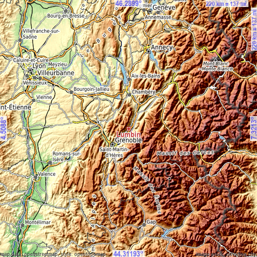 Topographic map of Lumbin