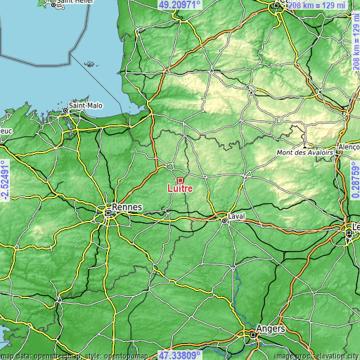 Topographic map of Luitré