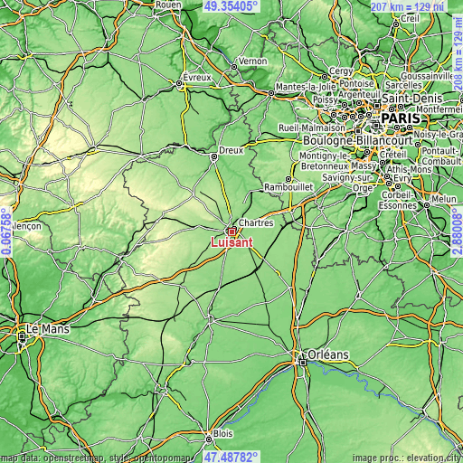 Topographic map of Luisant