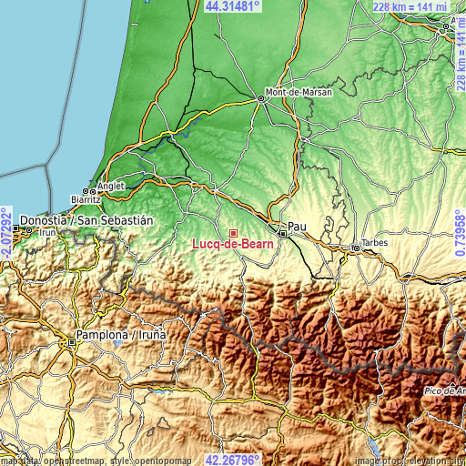 Topographic map of Lucq-de-Béarn