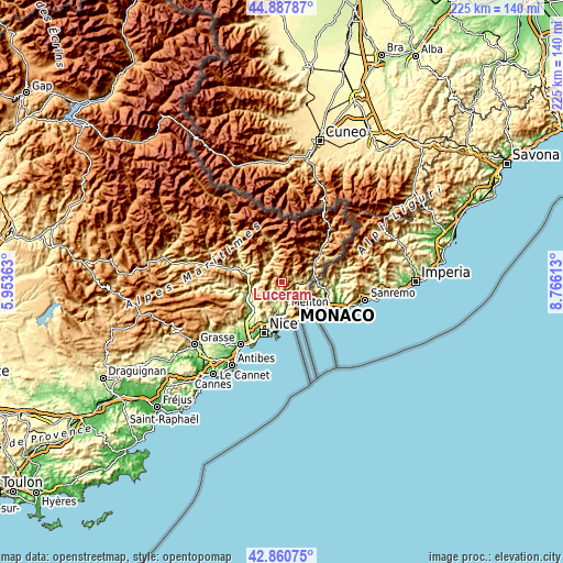 Topographic map of Lucéram