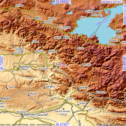 Topographic map of Taşlı