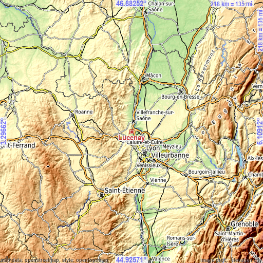 Topographic map of Lucenay