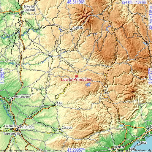 Topographic map of Luc-la-Primaube