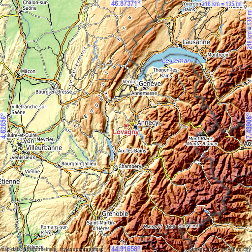 Topographic map of Lovagny