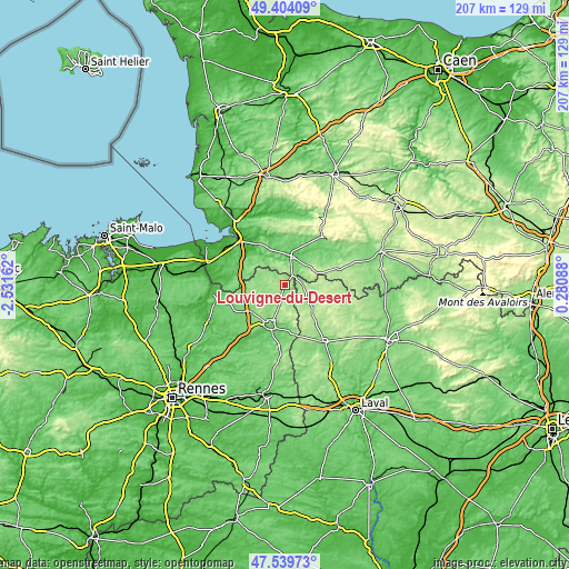 Topographic map of Louvigné-du-Désert