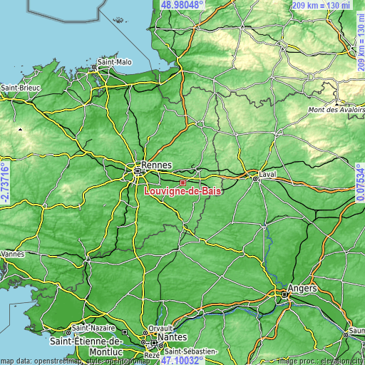 Topographic map of Louvigné-de-Bais