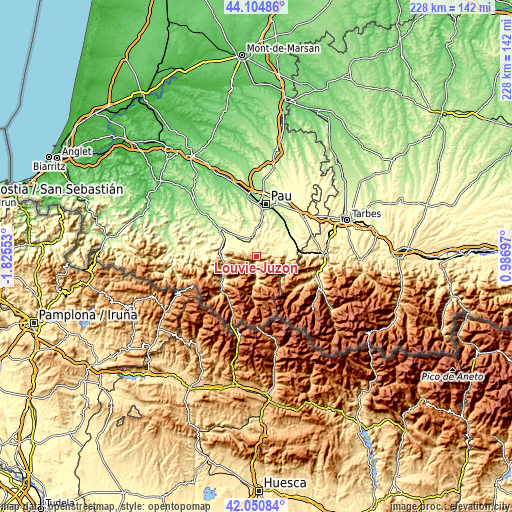 Topographic map of Louvie-Juzon