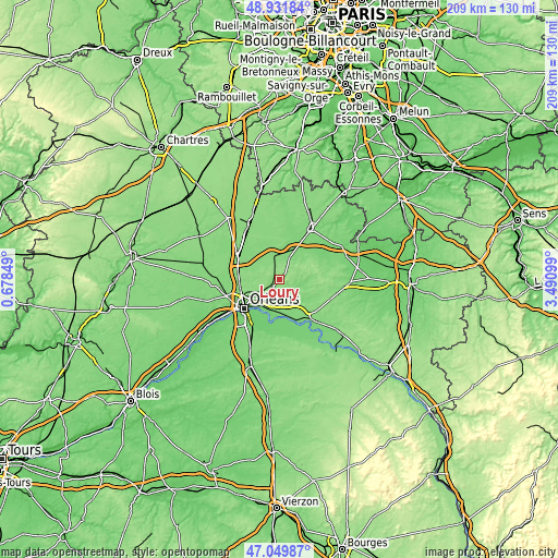 Topographic map of Loury