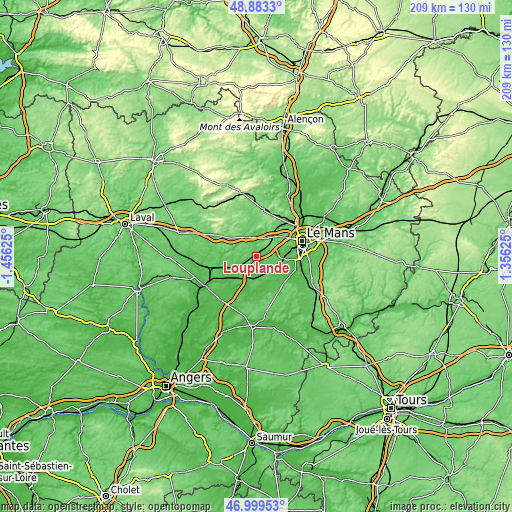 Topographic map of Louplande