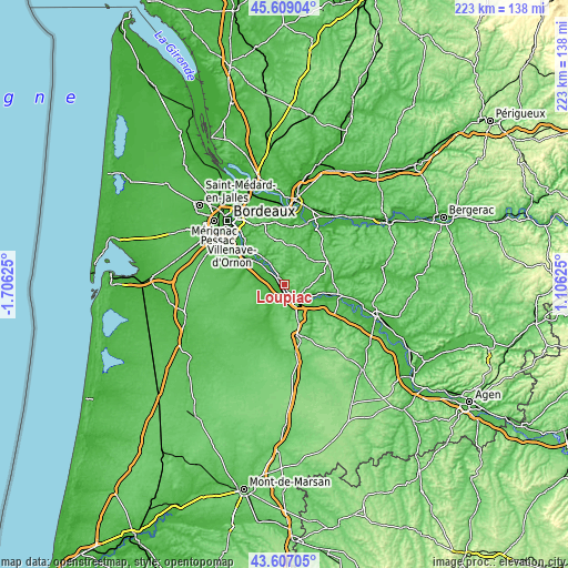 Topographic map of Loupiac