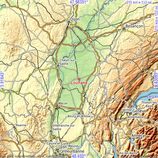 Topographic map of Louhans