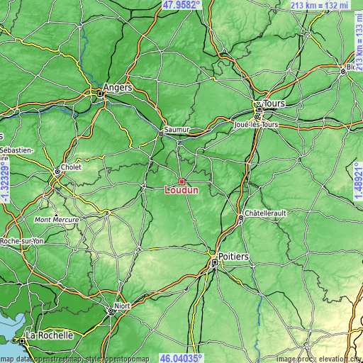 Topographic map of Loudun