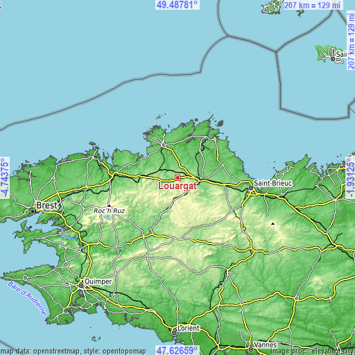 Topographic map of Louargat