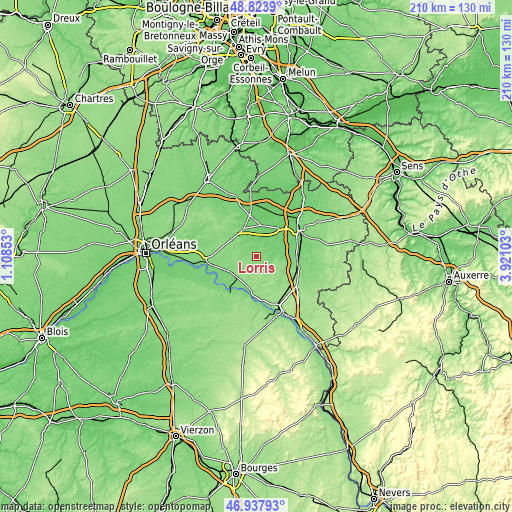 Topographic map of Lorris