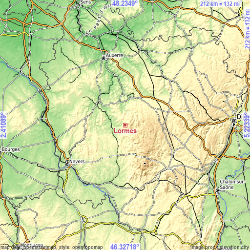 Topographic map of Lormes