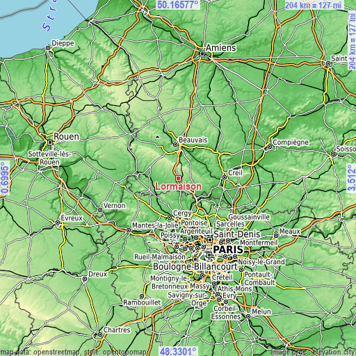 Topographic map of Lormaison