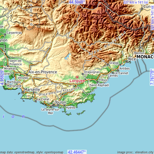 Topographic map of Lorgues