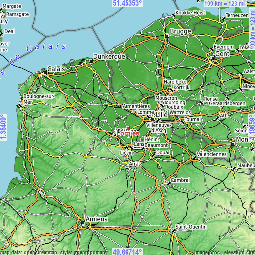 Topographic map of Lorgies