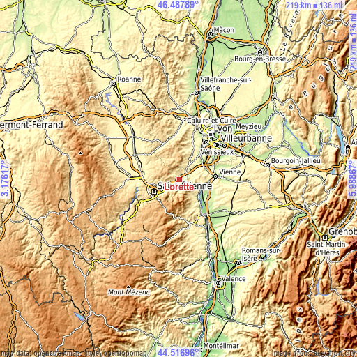 Topographic map of Lorette