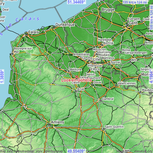 Topographic map of Loos-en-Gohelle