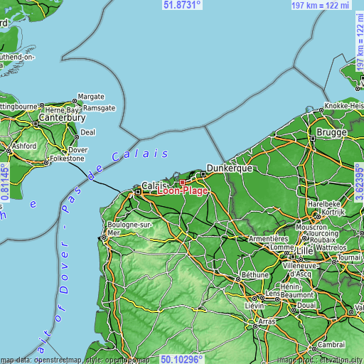 Topographic map of Loon-Plage