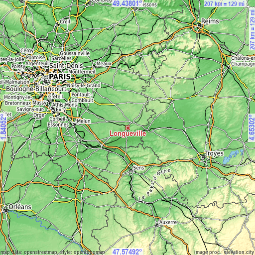 Topographic map of Longueville