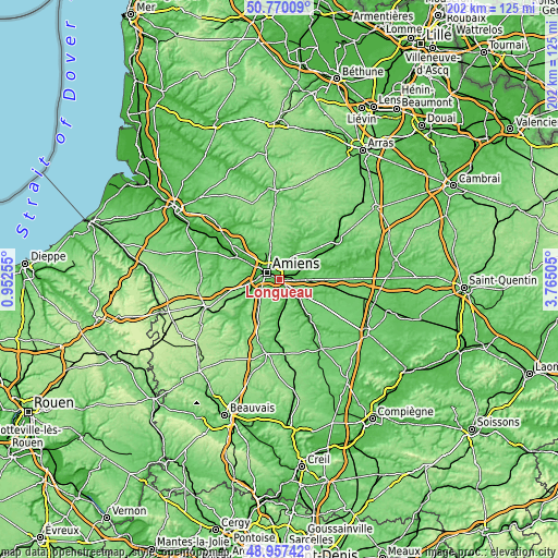Topographic map of Longueau