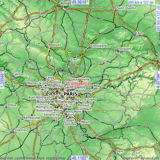 Topographic map of Longperrier