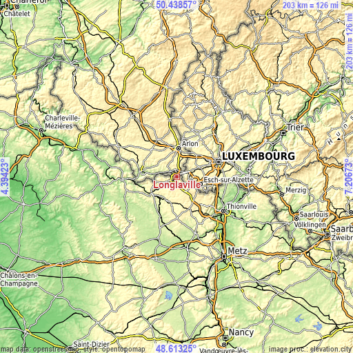 Topographic map of Longlaville