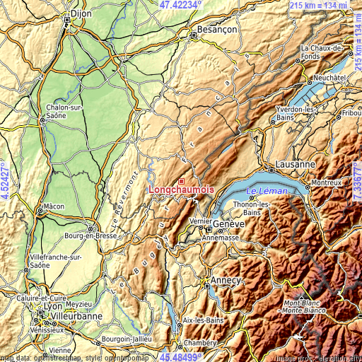 Topographic map of Longchaumois