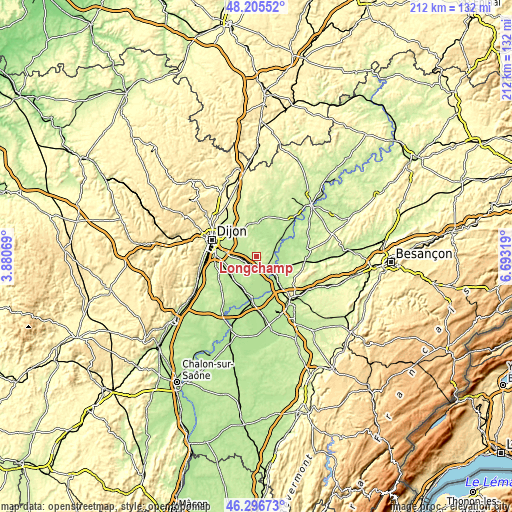 Topographic map of Longchamp