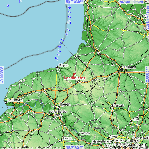 Topographic map of Londinières