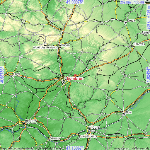 Topographic map of Lombron