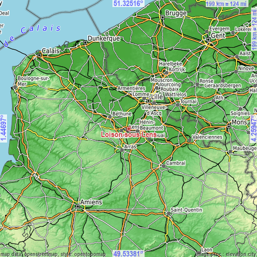 Topographic map of Loison-sous-Lens