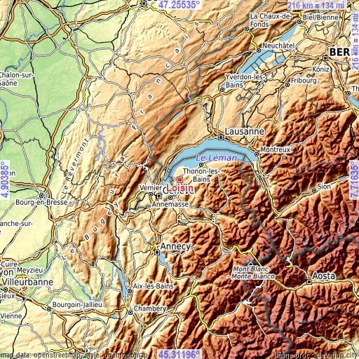 Topographic map of Loisin